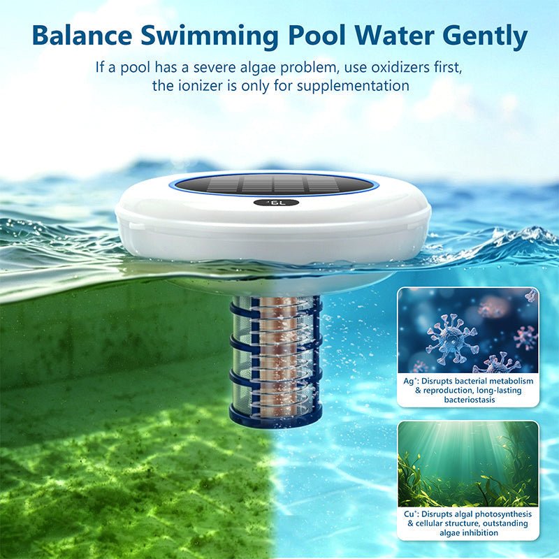 Solar Powered Pool Ionizer With LED Light