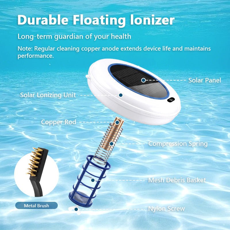 Solar Powered Pool Ionizer With LED Light